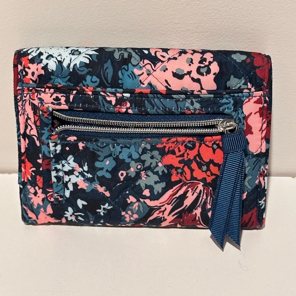 Vera Bradley Floral Trifold Wallet - Navy, Red & Pink - Picture 2 of 5
